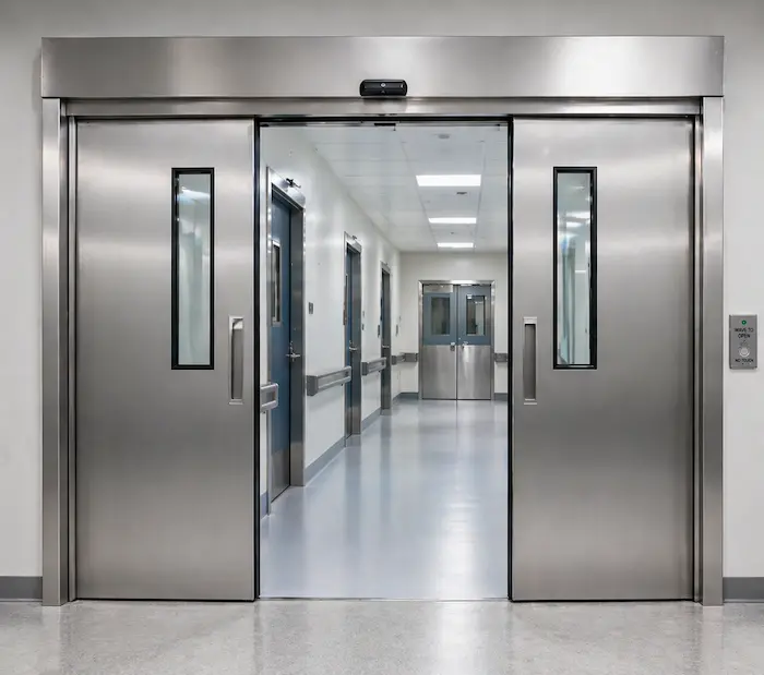 Automatic steel sliding door for hospitals commercial buildings UAE