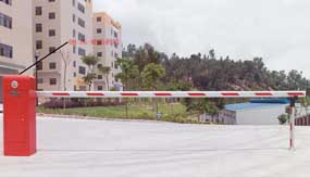 Automatic gate barrier system installed at commercial parking entrance in Dubai UAE