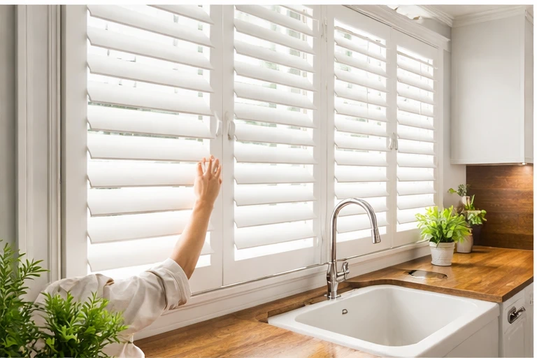 Energy-efficient window shutters reducing heat and noise in UAE climate