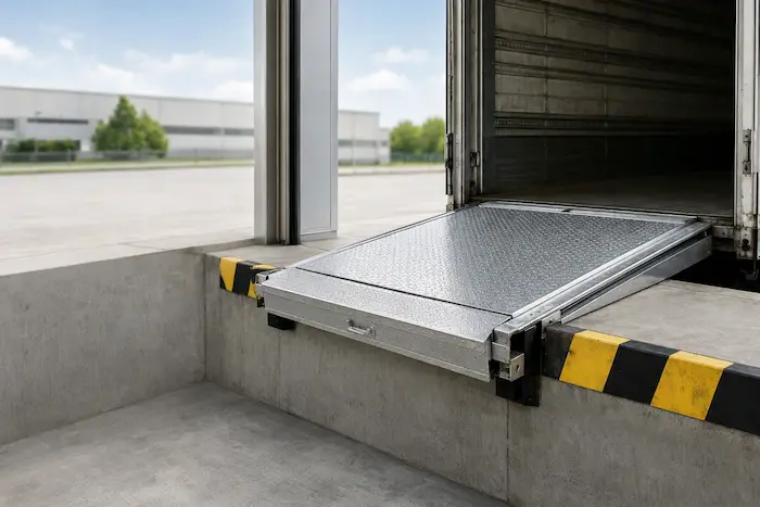Heavy duty sliding drawbridge dock leveller for logistics and material handling